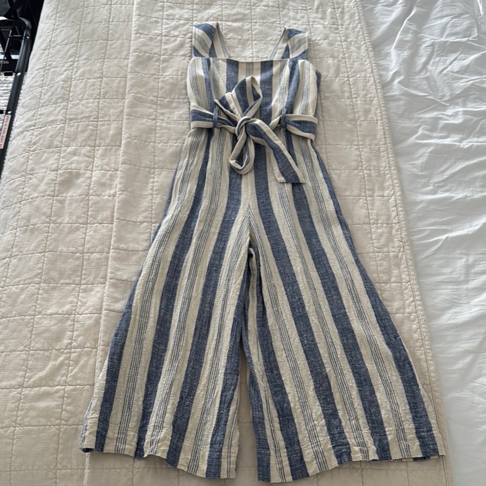 Alice + Olivia Navy and Cream Striped Jumpsuit